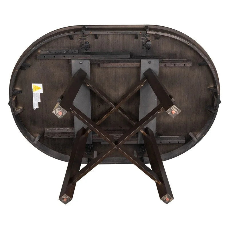 Farmhouse Round Extendable Dining Table with Leaf