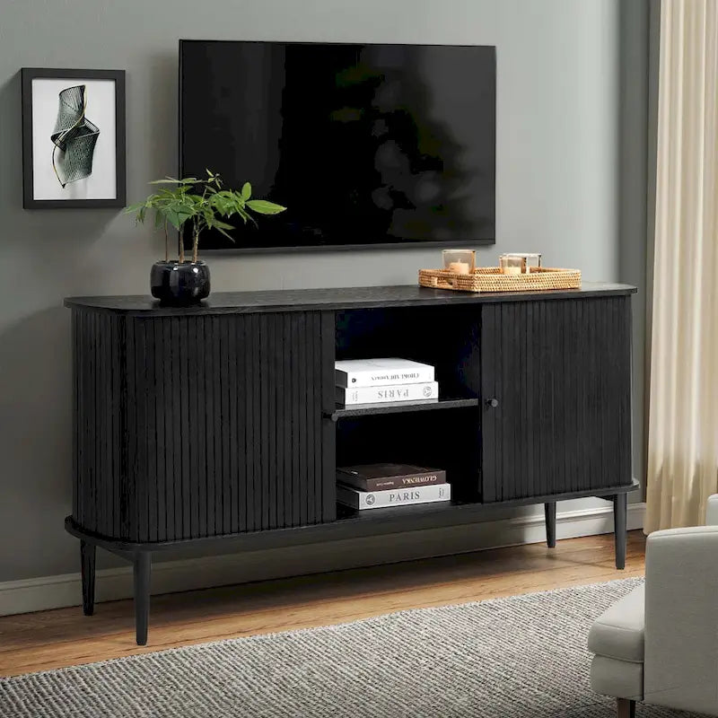 Modern 63" Sideboard with Sliding Doors and Adjustable Shelf