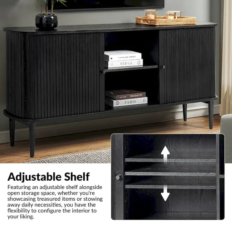 Modern 63" Sideboard with Sliding Doors and Adjustable Shelf