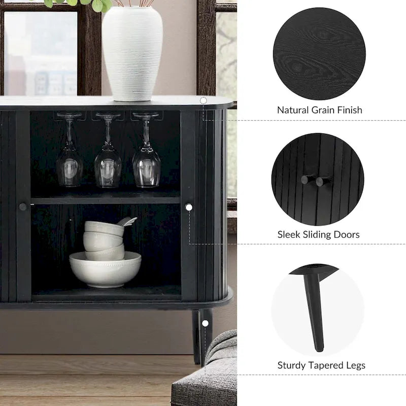 Modern 63" Sideboard with Sliding Doors and Adjustable Shelf
