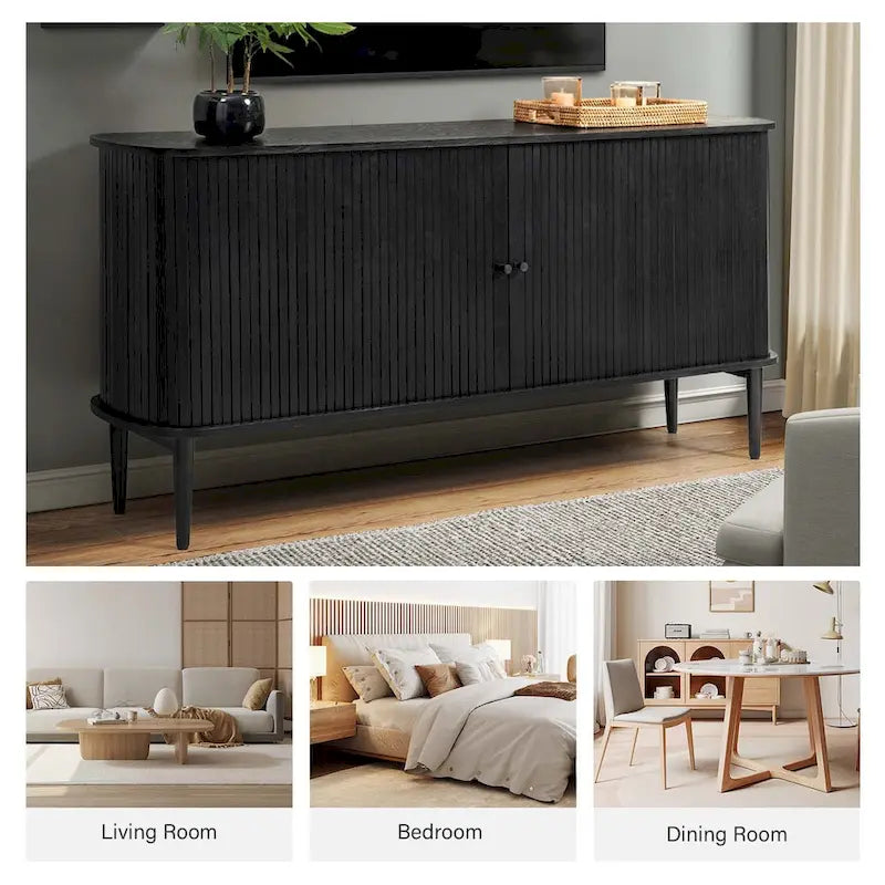 Modern 63" Sideboard with Sliding Doors and Adjustable Shelf