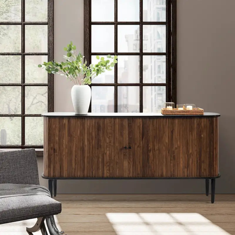 Modern 63" Sideboard with Sliding Doors and Adjustable Shelf