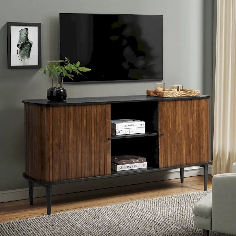 Modern 63" Sideboard with Sliding Doors and Adjustable Shelf