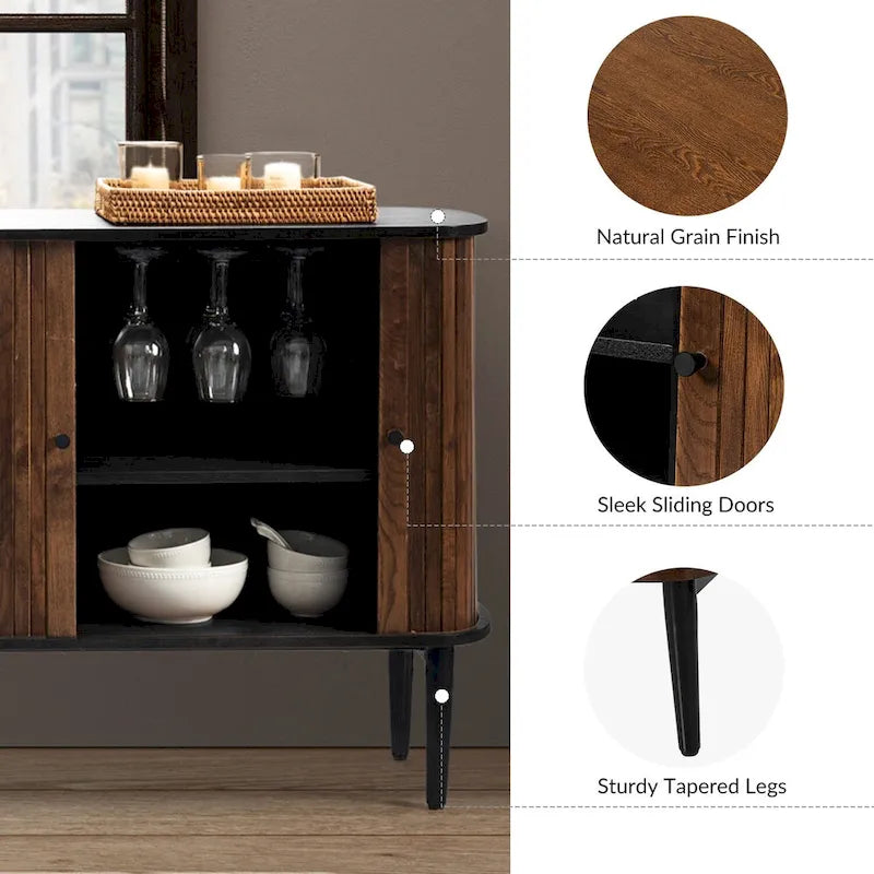 Modern 63" Sideboard with Sliding Doors and Adjustable Shelf
