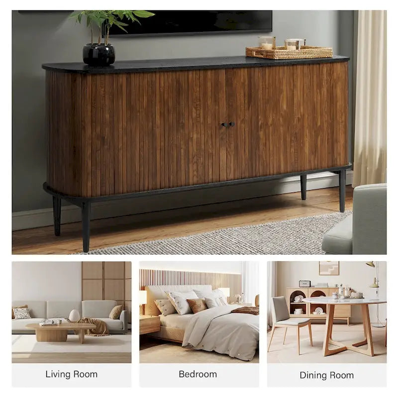 Modern 63" Sideboard with Sliding Doors and Adjustable Shelf