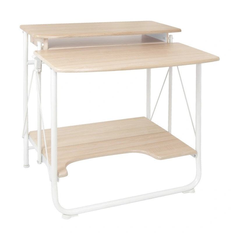 Compact Folding Stow-Away Desk with Monitor Shelf