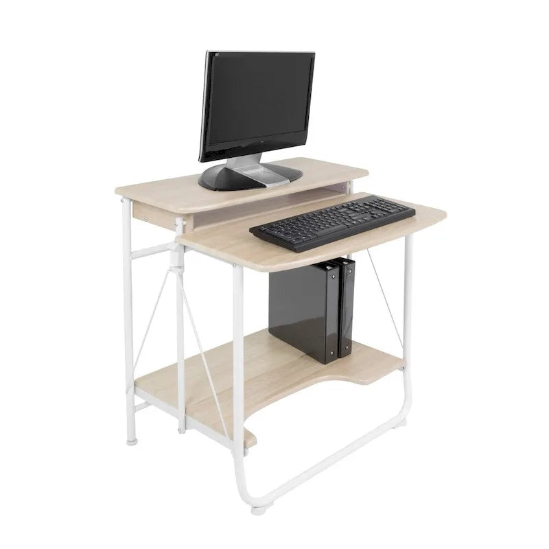 Compact Folding Stow-Away Desk with Monitor Shelf