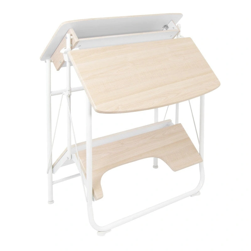 Compact Folding Stow-Away Desk with Monitor Shelf