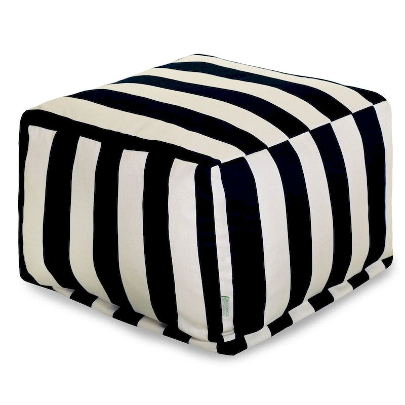 Vertical Stripe Large Ottoman - Indoor/Outdoor