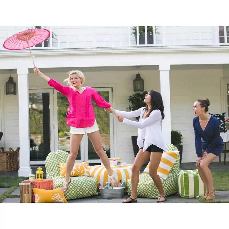 Vertical Stripe Large Ottoman - Indoor/Outdoor