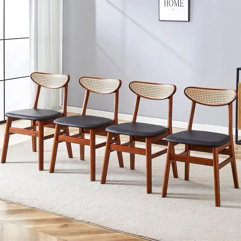 Upholstered Solid Rubberwood Dining Chair