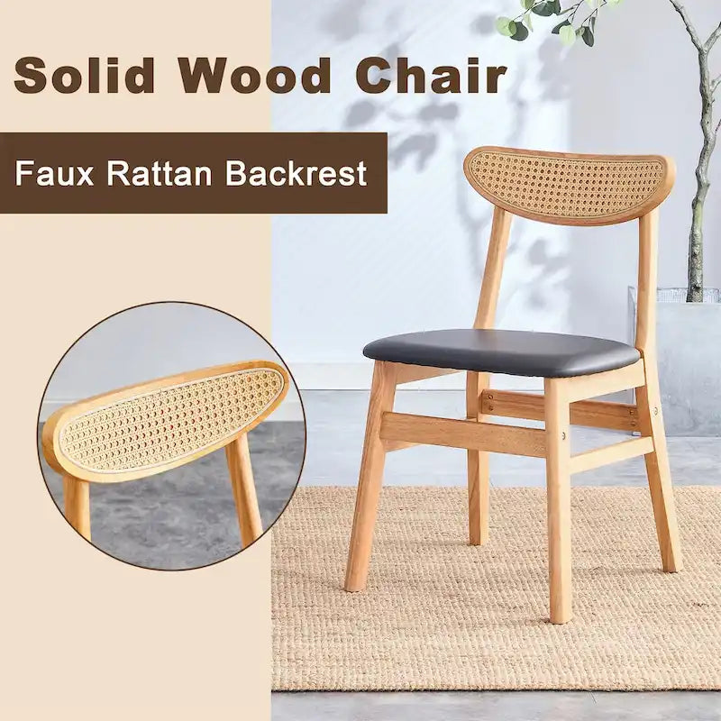 Upholstered Solid Rubberwood Dining Chair