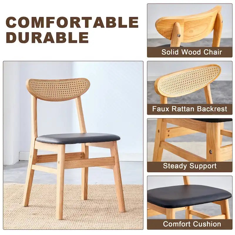Upholstered Solid Rubberwood Dining Chair