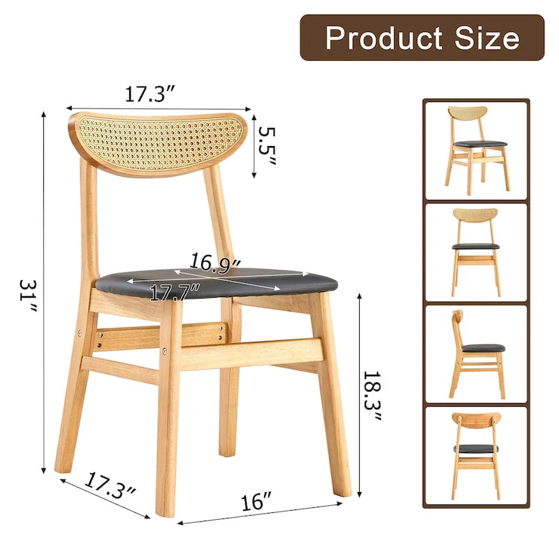 Upholstered Solid Rubberwood Dining Chair